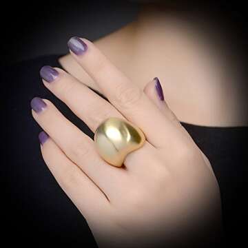 Mytys Statement Dome Ring Chunky Gold Fashion Rings for Women Modern Sculptural Oversized Bold Cockt...