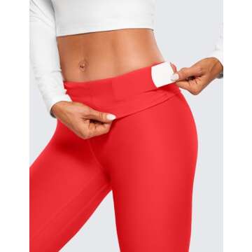 CRZ YOGA Thermal Fleece Lined Leggings Women 28'' - Winter Warm Workout Hiking Pants High Waisted Yoga Tights Full Length Deep Red Small