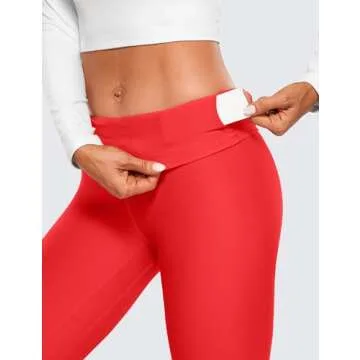 CRZ YOGA Thermal Fleece Lined Leggings Women 28'' - Winter Warm Workout Hiking Pants High Waisted Yoga Tights Full Length Deep Red Small