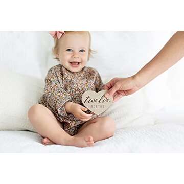 Kate & Milo Heart Shaped Wooden Monthly Milestone Photo Cards, Baby Announcement Cards, Double Sided...