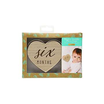 Kate & Milo Heart Shaped Wooden Monthly Milestone Photo Cards, Baby Announcement Cards, Double Sided Photo Prop Milestone Discs, Pregnancy Journey Milestone Markers, Light Wood