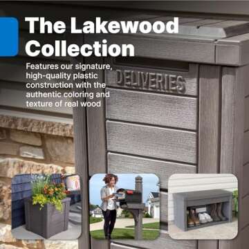 Step2 Lakewood Package Delivery Box, Weather Resistant, Large Outdoor Parcel Storage, Made of Durabl...