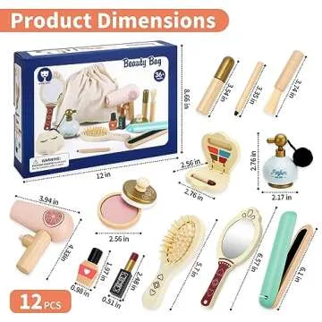 HEELWIRE Wooden Makeup Toy Set for Kids, Girls Imaginative Pretend Beauty Makeup Set Toys, Great Toys for Girls Ages 3+.