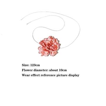 Pingyongchang Bohemian Lace Flower Collar Choker Necklace Soft White Flower Tie Cravat Necklace Wedding Jewelry Gift for Women (Big （black+pink）)