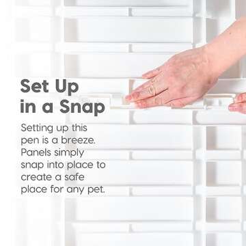 IRIS USA 34" Exercise 8-Panel Pet Playpen with Door, Dog Playpen for Medium and Large Dogs, Keep Pets Secure, Easy Assemble, Fold It Down, Easy Storing, Customizable, White