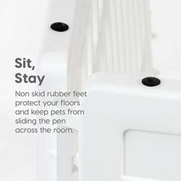 IRIS USA 34" Exercise 8-Panel Pet Playpen with Door, Dog Playpen for Medium and Large Dogs, Keep Pets Secure, Easy Assemble, Fold It Down, Easy Storing, Customizable, White