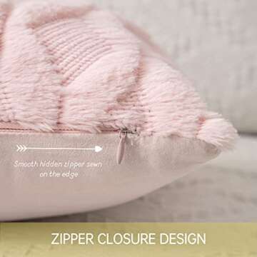 MIULEE Light Pink Throw Pillow Covers 18x18 Set of 2 Spring Decorative Farmhouse Couch Throw Pillows Boho Shells Cute Soft Plush Wool Winter Pillowcases for Valentines Day Bedroom Living Room Sofa