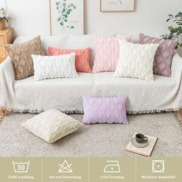 MIULEE Light Pink Throw Pillow Covers 18x18 Set of 2 Spring Decorative Farmhouse Couch Throw Pillows Boho Shells Cute Soft Plush Wool Winter Pillowcases for Valentines Day Bedroom Living Room Sofa