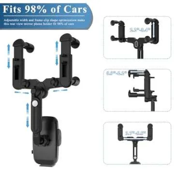 JDHDL Phone Mount for Car, Rear View Mirror Phone Holder, Rotatable and Retractable Phone Holder for...