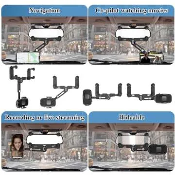 JDHDL Phone Mount for Car Rear View Mirror Holder