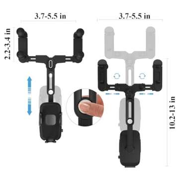 JDHDL Phone Mount for Car, Rear View Mirror Phone Holder, Rotatable and Retractable Phone Holder for Car Compatible with iPhone Samsung All 4-7 Inch Cell Phones