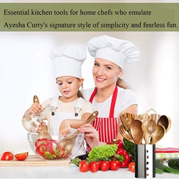 10 Pack Wooden Utensils for Cooking and Baking - Teak Quality