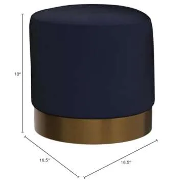 Cortesi Home Sheppe Ottoman in Blue Velvet with Gold Base