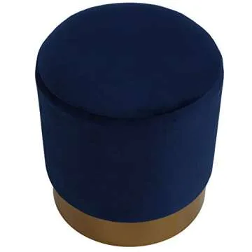 Cortesi Home Sheppe Ottoman in Blue Velvet with Gold Base