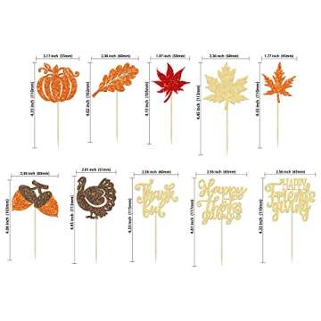 30Pcs Thanksgiving Cupcake Toppers for Festive Decor