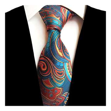 GUSLESON Fashion Silk Floral Tie and Pocket Square Set Mens Necktie for Party (0751-05)