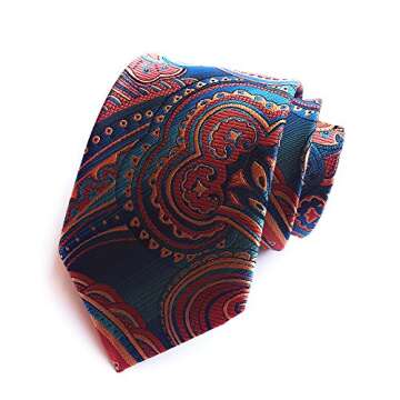 GUSLESON Fashion Silk Floral Tie and Pocket Square Set Mens Necktie for Party (0751-05)
