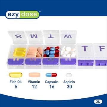 EZY DOSE Weekly Pill Organizer for Medications and Vitamins