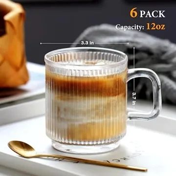 Qipecedm Premium Glass Coffee Mugs Set - Elegant & Durable