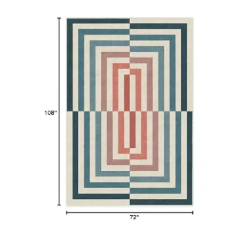 RUGGABLE x Jonathan Adler Washable Area Rug, Op Art Teal
