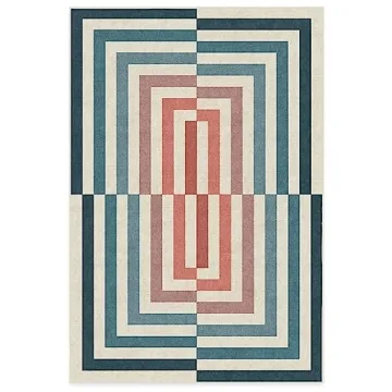 RUGGABLE x Jonathan Adler Washable Area Rug, Op Art Teal
