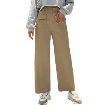 Dokotoo Women's Pants High Waisted Cargo Pants Women Baggy Jeans for Women Straight Wide Leg 2024 Fa...