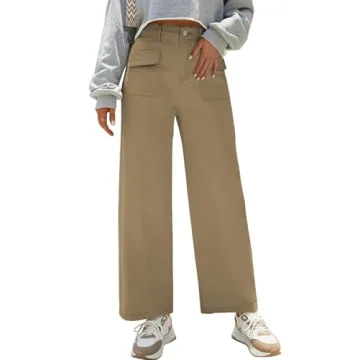 Dokotoo Women's Pants High Waisted Cargo Pants Women Baggy Jeans for Women Straight Wide Leg 2024 Fa...