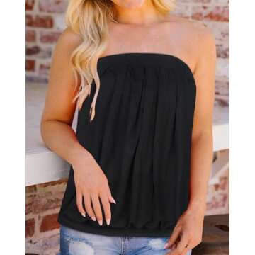 CHICGAL Women's Off The Shoulder Casual Summer Bandeau Tank Top