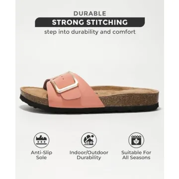 Project Cloud 100% Genuine Leather Sandals Women Dressy Summer Beach Essentials - Flip Flops & Slides for Women w/Memory Foam Insole Womens Sandals Comfortable - Women Footwear (Ibiza, Pink, 7)