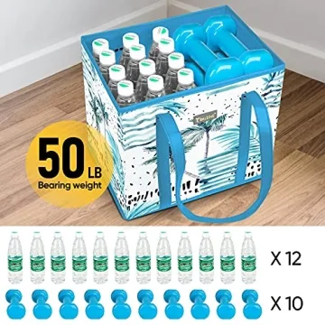 BALEINE 3Pk Reusable Grocery Bags, Foldable Shopping Bags for Groceries with Reinforced Bottom & Handles (Island Breeze)