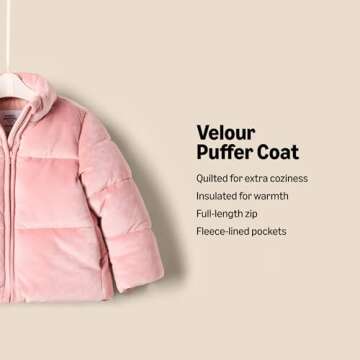 Amazon Essentials x Sofia Grainge Toddler Girls' Velour Puffer Jacket, Rose, 3T