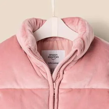 Amazon Essentials x Sofia Grainge Toddler Girls' Velour Puffer Jacket, Rose, 3T
