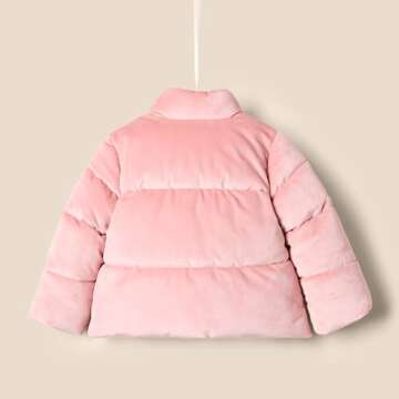 Amazon Essentials x Sofia Grainge Toddler Girls' Velour Puffer Jacket, Rose, 3T
