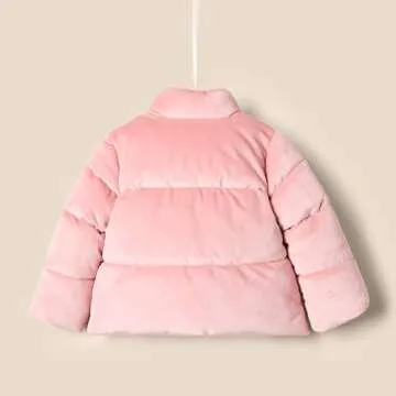Amazon Essentials x Sofia Grainge Toddler Girls' Velour Puffer Jacket, Rose, 3T