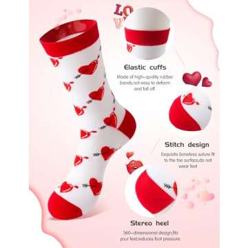 TENYSAF Fun Valentine Socks for Women - Funny Xmas Gifts for Female Novelty Cozy Crew Cotton Sock Se...