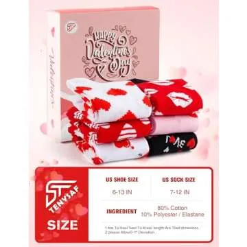 TENYSAF Fun Valentine Socks for Women - Funny Xmas Gifts for Female Novelty Cozy Crew Cotton Sock Set