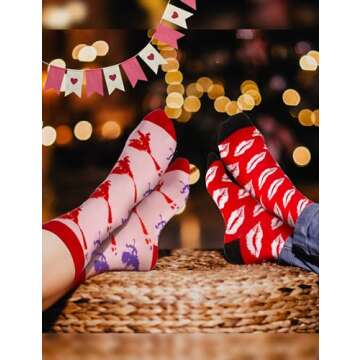TENYSAF Fun Valentine Socks for Women - Funny Xmas Gifts for Female Novelty Cozy Crew Cotton Sock Set