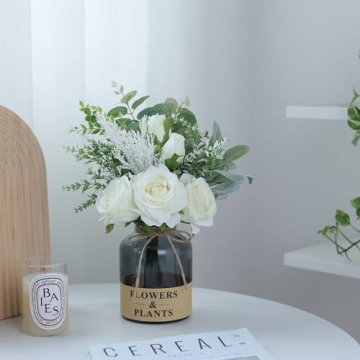 YXZZWL Faux Silk Roses in Vase - Home Decor
