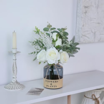 YXZZWL Faux Silk Roses in Vase - Home Decor