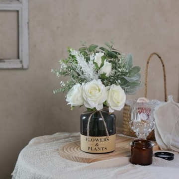 YXZZWL Faux Silk Roses in Vase - Home Decor