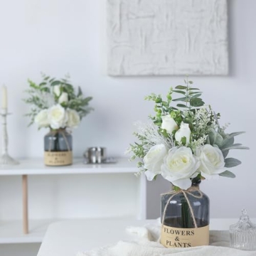 YXZZWL Faux Silk Roses in Vase - Home Decor