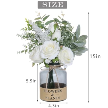 YXZZWL Faux Silk Roses in Vase - Home Decor