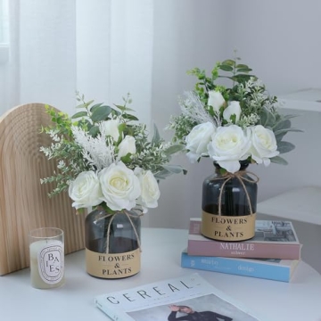 YXZZWL Faux Silk Roses in Vase - Home Decor