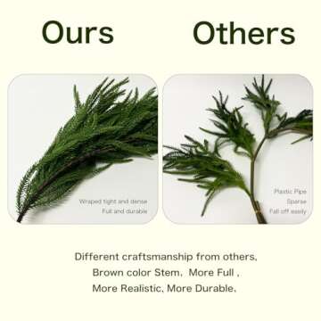 5FT Christmas Garlands Norfolk Pine Garland Real Touch Artificial Faux Greenery Garland for Holiday Indoor Outdoor Decor