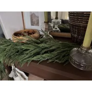 5FT Christmas Garlands Norfolk Pine Garland Real Touch Artificial Faux Greenery Garland for Holiday Indoor Outdoor Decor