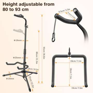 New bee Guitar Stand - Height Adjustable, Foldable & Secure Support for All Instruments