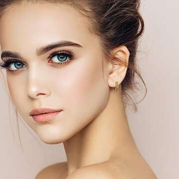 STAYLOVE Small Gold Hoop Earrings for Women 14K Real Gold Plated Mini Cartilage Hypoallergenic Green Cubic Zirconia Birthstone Gold Huggie Earrings for Women (August)