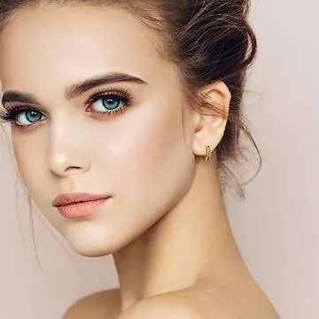 STAYLOVE Small Gold Hoop Earrings for Women 14K Real Gold Plated Mini Cartilage Hypoallergenic Green Cubic Zirconia Birthstone Gold Huggie Earrings for Women (August)