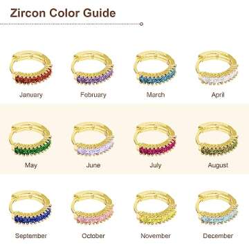 STAYLOVE Small Gold Hoop Earrings for Women 14K Real Gold Plated Mini Cartilage Hypoallergenic Green Cubic Zirconia Birthstone Gold Huggie Earrings for Women (August)