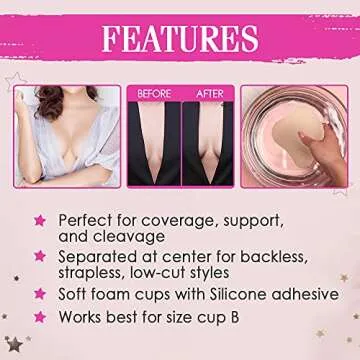 Hollywood Fashion Secrets Silicone Contour Cups, Size A, Versatile Push Up Support & Coverage